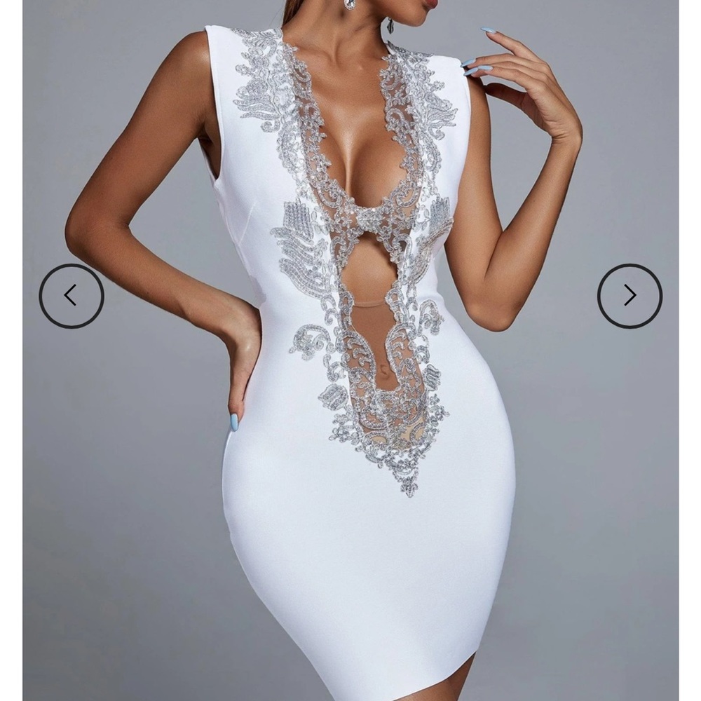 Bella Barnett Vlada Embellished Mini Cocktail Dress - White